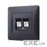 Комп'ютерна розетка Videx BINERA CAT6+CAT6 подвійна чорна (VF-BNSK2PC6-BG)