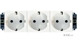 Блок розеток електричних MOSAIC Legrand 3хSchuko для кабельних каналів DLP, Quintella (16А, (077603)