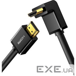 Кабель HDMI (M) - HDMI (M), 2 м, Black, Ugreen HD103, V2.0, 4K / 60 Гц, кутовий роз"єм (10173_HD103)