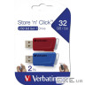 Комплект флеш-накопичувачів Verbatim 2x32GB Store "n" Click Red/Blue USB 3.2 (49308)