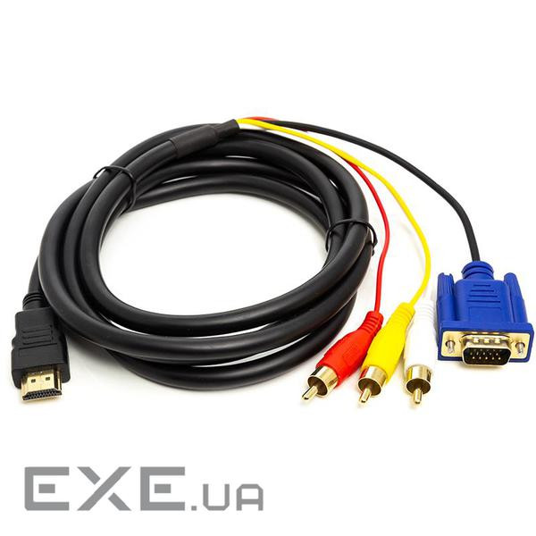 Кабель мультимедійний HDMI M to VGA M + 3xRCA M 1.0m 1080p PowerPlant (CA912018)