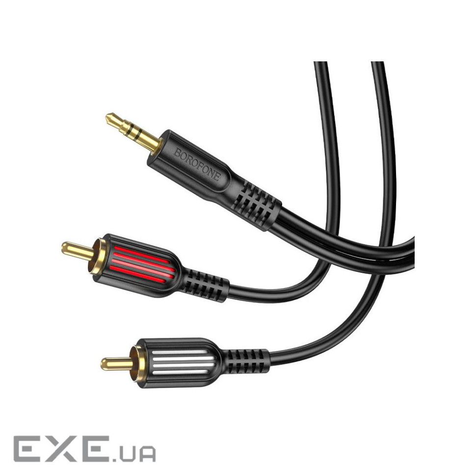 Кабель мультимедійний 3.5mm M to 2xRCA M 1.5m Black BOROFONE (6974443382204)