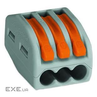 Клемний блок 3х1...4мм2, для мідних пров.однож./багатож., WAGO, прапорці-затискачі (222-413) (222-413)