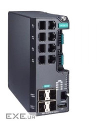 Керований комутатор Full Gigabit Ethernet, 8 портів 10/100/1000BaseT(X) (EDS-G4012-8P-4QGS-LVA-T)