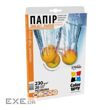 Фотопапір ColorWay A4 230г Glossy 20ст (PG230020A4)