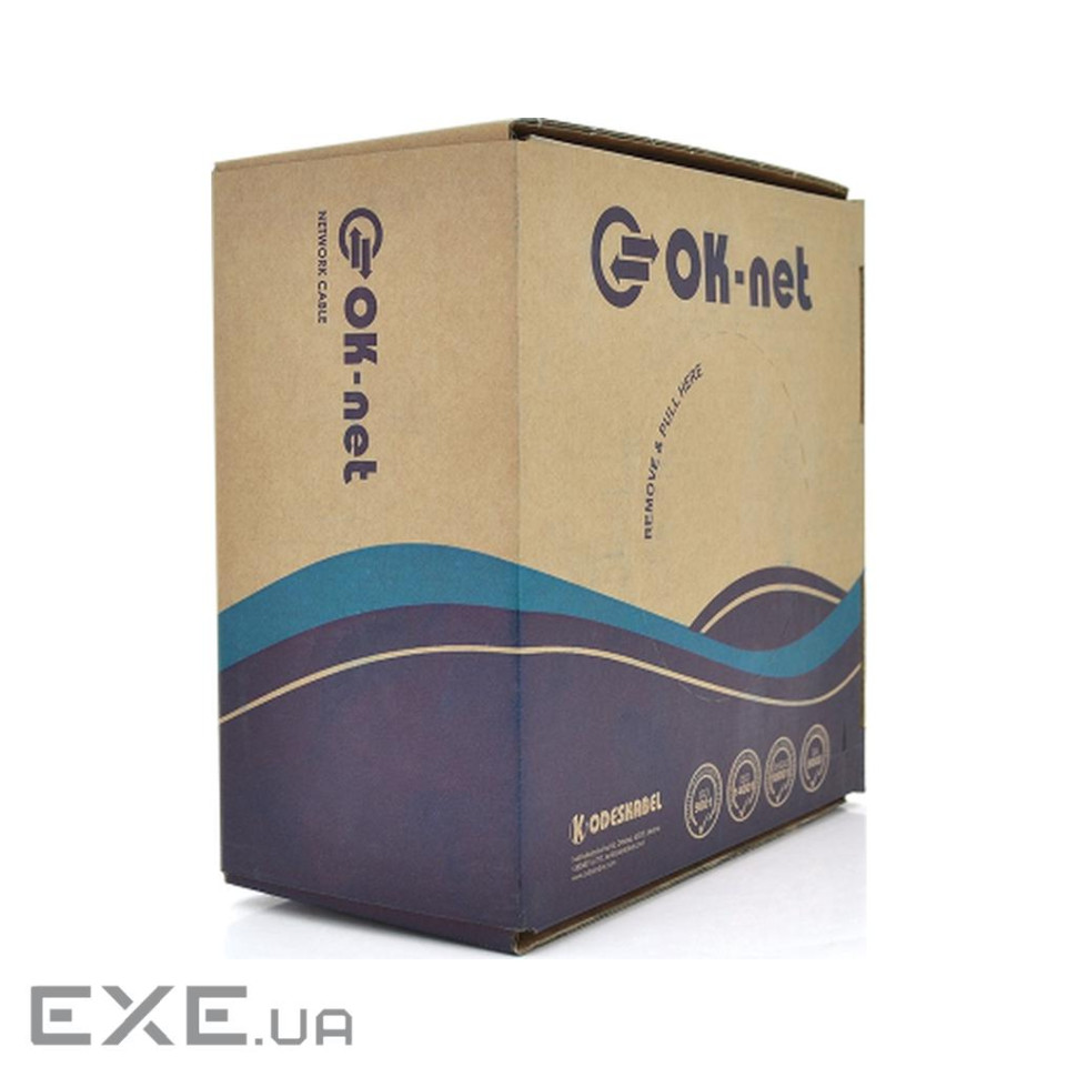 Кабель мережевий OK-Net UTP 305м 4х2х0,51 зовнішній, + 2 * (КПП-ВП (100) 4*2*0,51+2*0,75мм2)