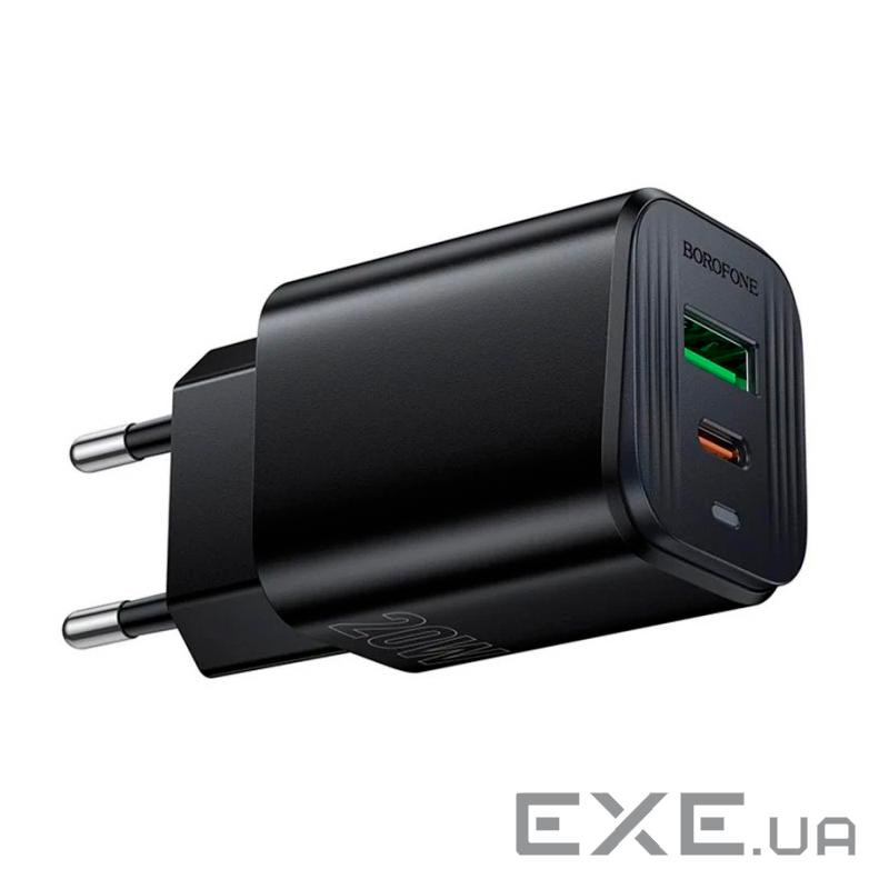 СЗУ HOCO BAS83A, 1xUSB+1xUSB-C, PD20W+QC3.0, кабель 1м, Black, Box (HOCO BAS83A / B)