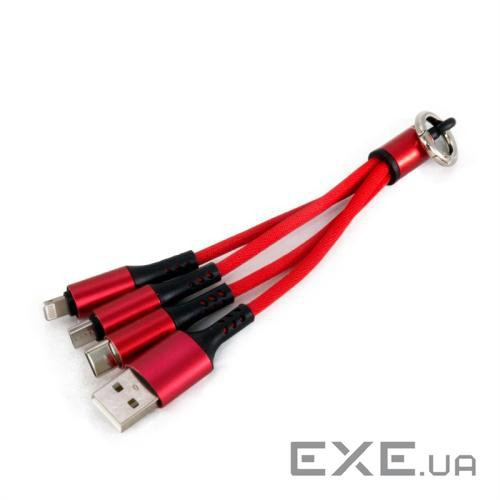 Адаптер Extradigital (KBU1759) USB - USB Type-C/Lightning/microUSB, 0.12 м , Red