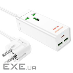Мережевий фільтр HOCO AC9A на 1 розетку + 2 USB+USB-C, 30W, 220В, кабель 1,5м, White, Box (AC9AW) , White, Box (AC9AW)