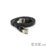 Патч-корд 1м UTP cat.7, CU, RJ45, плоский, black Weepda (PCMF-CU7/1.0Bk)