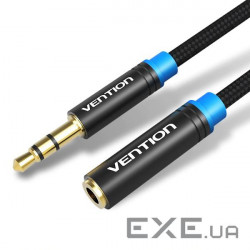 Кабель Vention Audio 3.5 mm M - 3.5 mm F, 0.5 m, Black (VAB-B06-B050-M)