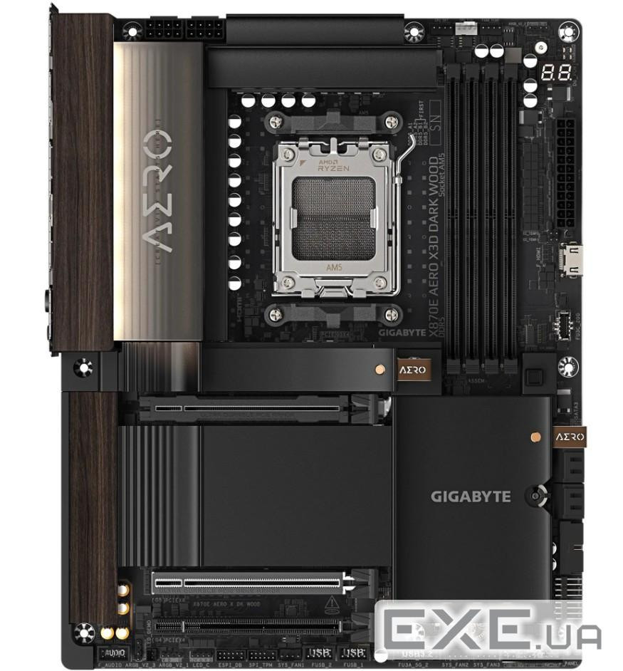 Материнська плата GIGABYTE X870E AERO X DK WOOD sAM5 X870 4xDDR5 M.2 Wi-Fi BT HDMI ATX