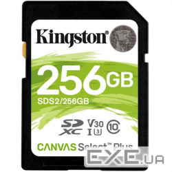 Карта пам'яті KINGSTON SDXC Canvas Select Plus 256GB UHS-I U3 V30 Class 10 (SDS2/256GB)