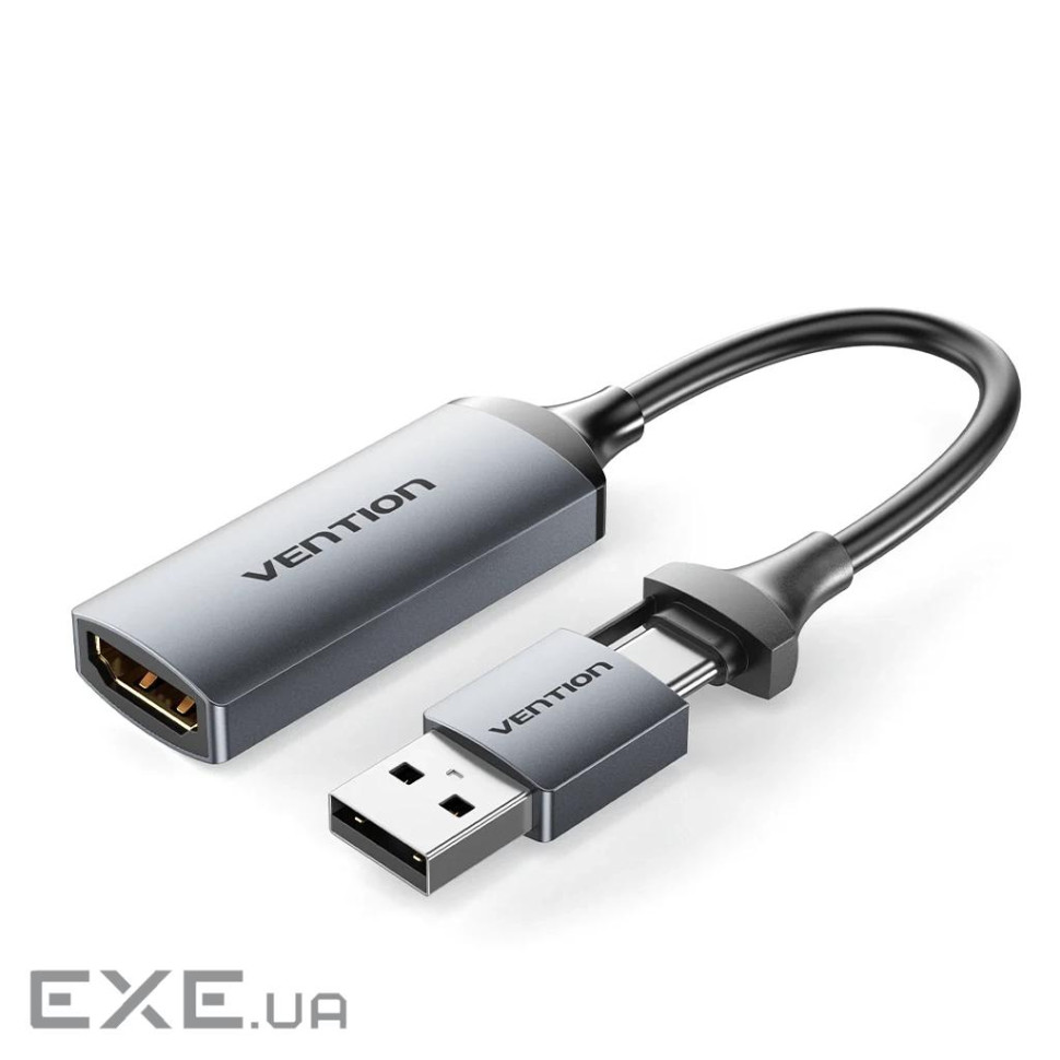 Перехідник USB-C + USB-A to HDMI M 0.1m video capture gray Vention (ACWHA)