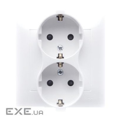 Розетка электрическая двойная Premium SCHUKO, моноблок, белый (DGSZ2Z/11)