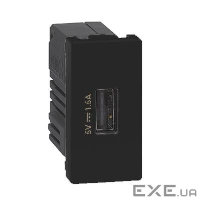 Модуль 22,5х45мм 1xUSB 5V 1.5A, черный (K126C/14)