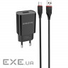 Зарядний пристрій BOROFONE BA20A Sharp 1xUSB-A, 2.1A Black w/USB-C cable (BA20ACB)