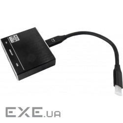 Адаптер USB 3.1 Type-C (M) - HDMI (F) + Type C + USB 3.0, Extradigital, Black, 15 см (KBH1802)