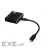 Адаптер USB 3.1 Type-C (M) - HDMI (F) + Type C + USB 3.0, Extradigital, Black, 15 см (KBH1802)
