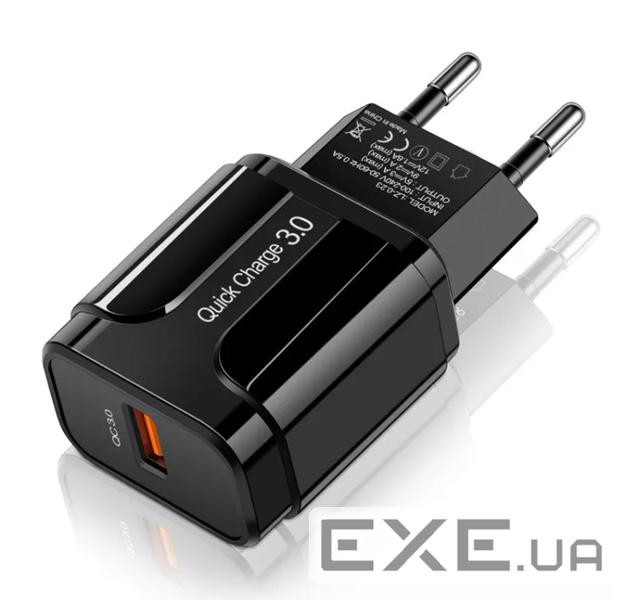 Перехідник живлення IEC(Schuko)-USB2.0 A M/F,x1 адаптер 18W QC3.0,чорний (62.09.8396-1) (62.09.8396-1)