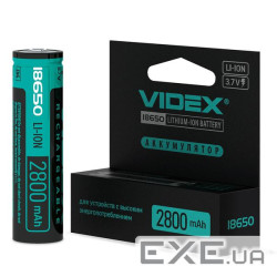 Акумулятор 18650, 2800 mAh, Videx, 1 шт, Li-ion, 3.7V, із захистом, Color Box (18650 2800 mAh 1шт )