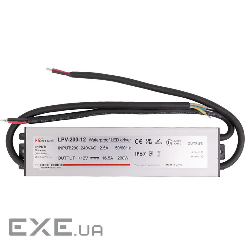 Блок питания HiSmart 12В, 16.5А, 200Вт, IP67 (LPV-200-12)