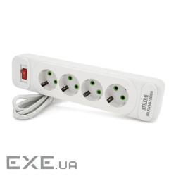 Мережевий фільтр F24, 4 розетки EU, кнопка включення з індикатором, 2 м, 3х0,75мм, 2500W (F24-White) , 2500W (F24-White)