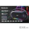 Акустична система 1.0 Defender Beatbox 12, 12Вт, Bluetooth/RGB/FM/USB/TF/MIC/ чорна (65812)