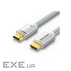 Кабель HDMI M-M, 1.5 м, V2.1, 8K 60Гц обплетення , Silver Metal Type Vention (ALCIG)