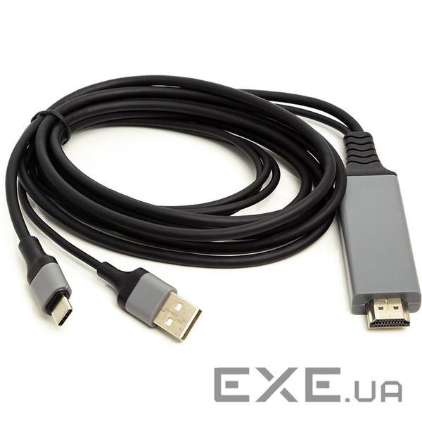 Кабель POWERPLANT HDMI - USB-C/USB-A Black (CA912025)