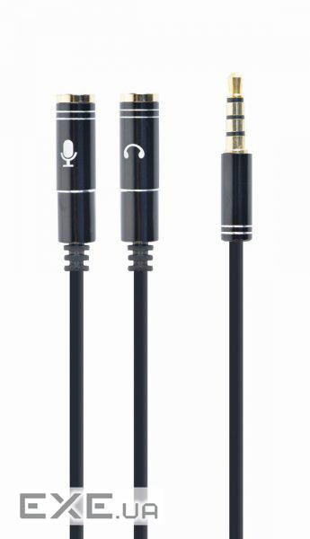 Кабель мультимедійний 3.5mm M to 2x3.5mm F 0.2m (4pin) Cablexpert (CCA-417M)
