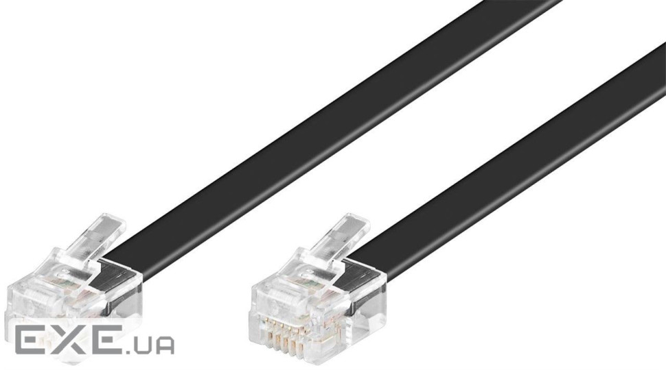 Кабель телефонний RJ12 M/ M 6.0m,плаский 6pin 1:1,HQ,чорний (75.05.0322-140)