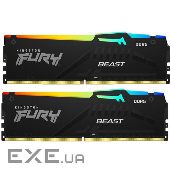 Модуль пам'яті Kingston DDR5 5600 16GB KIT (8GBx2) FURY Beast RGB (KF556C40BBAK2-16)