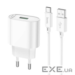 Мережевий зарядний пристрій HOCO C109A Fighter single port QC3.0 charger set(Type-C) (6931474784834)