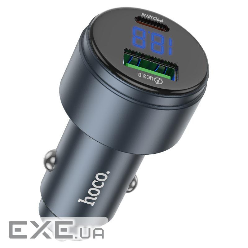 Автомобільний зарядний пристрій HOCO Z57B Glorious 63W dual-port digital display PD4 (6942007633161)