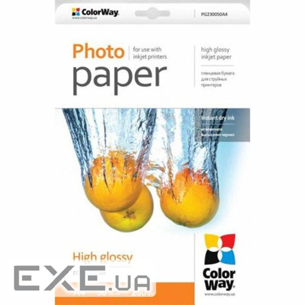 Фотопапір ColorWay A4 230г Glossy 50c (PG230050A4)