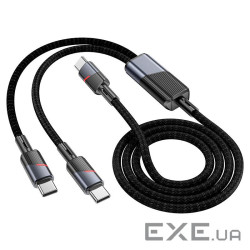 Кабель Hoco U139, Type-C-2Type-C, 100W, такневе обплетення, довжина 1,2м, Black, BOX (Hoco U139TTB)