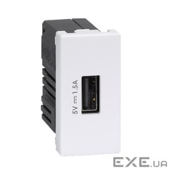 Модуль 22,5х45мм 1xUSB 5V 1.5A, белый (K126C/9)