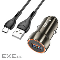 Набір АЗУ 12-24V HOCO Z46+ кабель Type-C, 1xUSB, 18W, кабель 1м, Black, Box (HOCO Z46 / TCB)