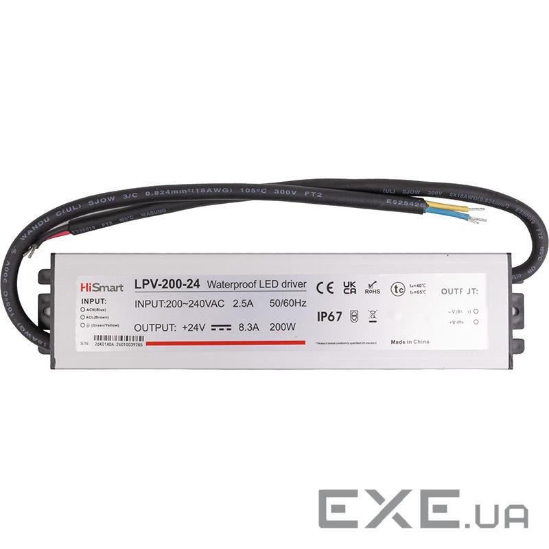 Блок питания HiSmart 24V, 8.3A, 200W, IP67 (LPV-200-24)