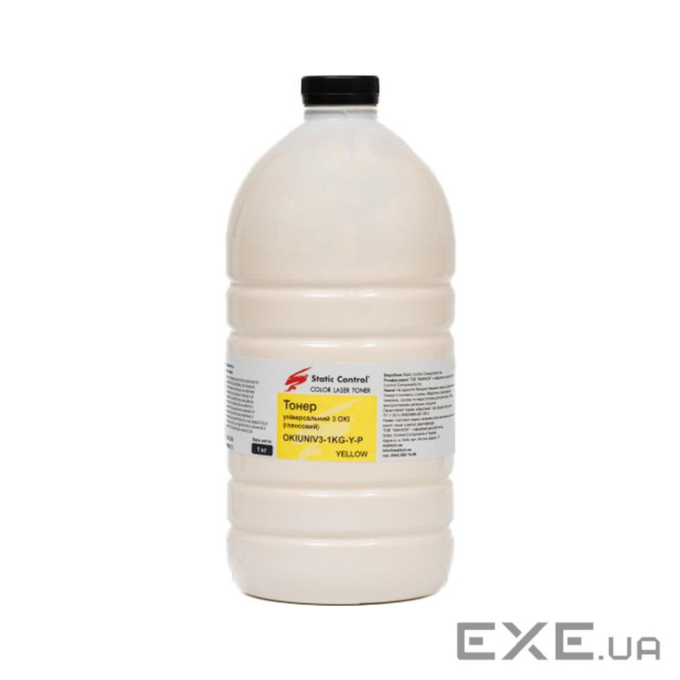 Тонер Okidata 3 (Glossy) 1кг yellow фасовка Static Control (OKIUNIV3-1KG-Y-P)