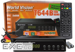 TV-тюнер зовнішній автономний World Vision T644B, Black, H.265, AC3, DolbyDigital, DVB-T2/T/C, FM тюне