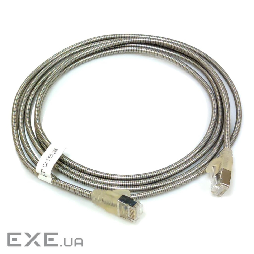 Патч-корд FTP, 2 м, кат. 6А, армований, сріблястий (PAFT7200-C6a-MS) (PAFT7200-C6a-MS)