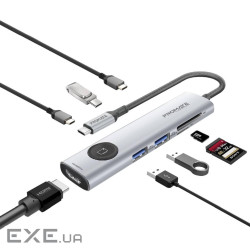 USB-хаб Promate ComandHub-Lite USB Type-C Grey