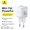Зарядний пристрій Baseus 1xUSB-C 30W + 1xUSB white (P1011160A213-00)