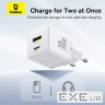 Зарядний пристрій Baseus 1xUSB-C 30W + 1xUSB white (P1011160A213-00)