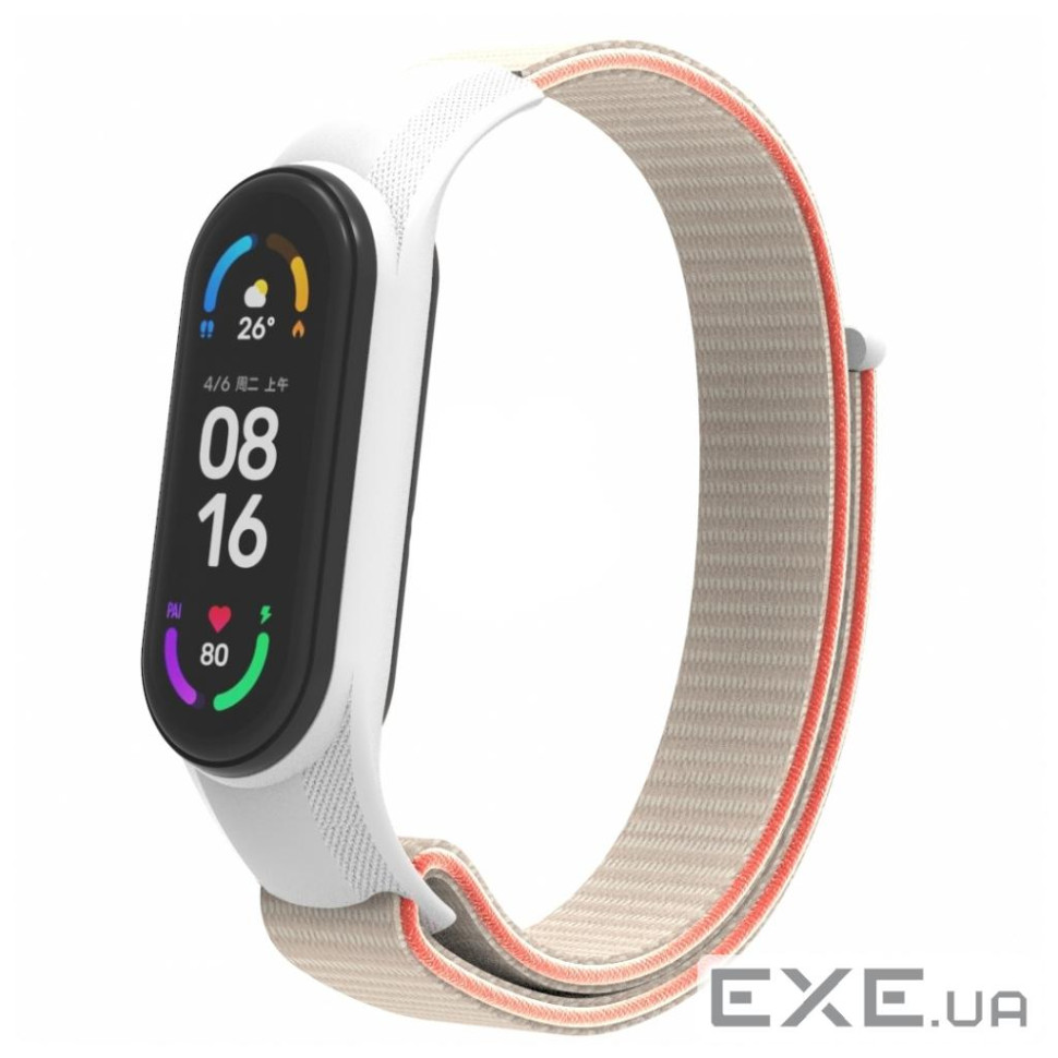 Ремінець нейлоновий ArmorStandart для Xiaomi Mi Band 7/6/5/4 White / Red (ARM67846)