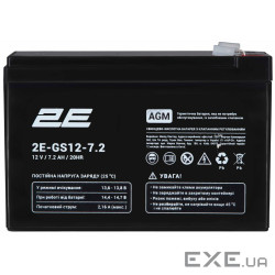 Акумуляторна батарея 2E GS, 12В, 7.2А•год, AGM (2E-GS12-7.2)