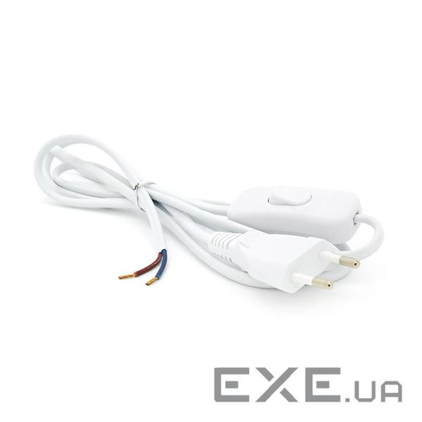 Кабель живлення Schuko з перемикачем, довжина 1.8м, перетин 0.5-0.75mm, під паяння, White (YT-25105) , White (YT-25105)