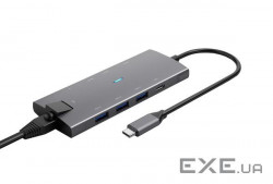 Адаптер Dynamode USB Type-C to HDMI 4K + Mini DP + 3х USB3.0 + Gigabit RJ45+ USB Typ (DP-USB3.0-RJ45)